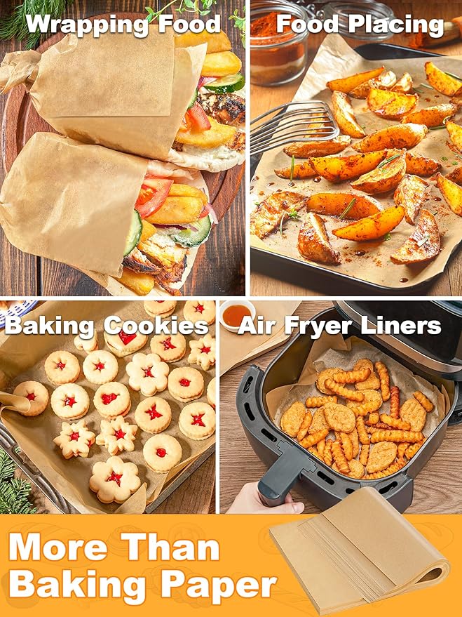 SMARTAKE 200 Pcs Parchment Paper Baking Sheets, 17x26 Inches, Non-Stick | Unbleached Pre-Cut Greaseproof Baking Parchment, Oven Safe up to 450°F, for Grilling Frying Steaming Bread Cup Cake Cookies