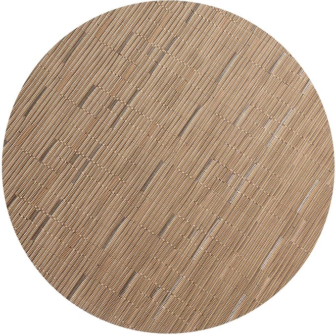 SHACOS Round Table Placemats Set of 7 Woven Vinyl Wedge Placemats with Centerpiece Round Table Mat Heat Resistant Wipe Clean (7, Tan)