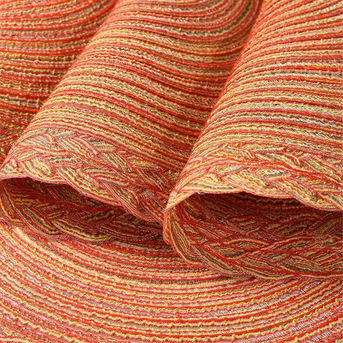 SHACOS Round Placemats Set of 6 Woven Round Table Mats 15 inch Circle Braided Edge Washable Cotton Polyester Kitchen Dining Table Place Mats, Fall Color Mix (Pack of 2)