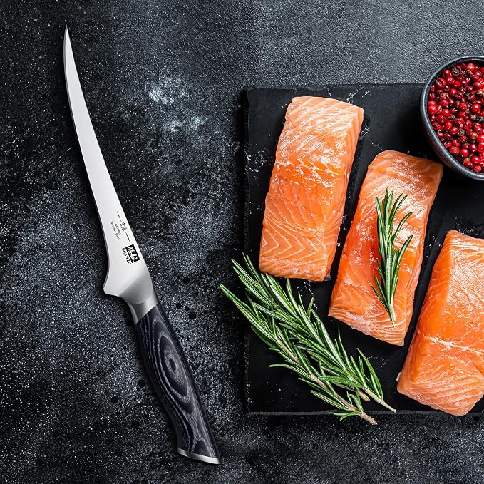 SHAN ZU 7 Inch Fillet Knife, Japanese Super Steel Boning Knife | Professional Ultra Sharp Fish knife with K133 Ergonomic Handle, Black Tortoise Genbu Series