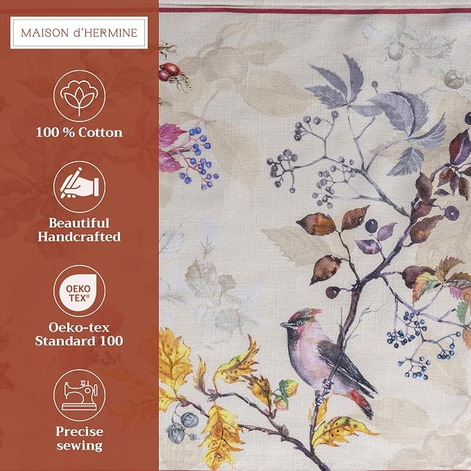 Maison d' Hermine Placemats Set of 4 Reusable 100% Cotton (13"x19") | Cloth Place Mats Washable Table Mats for Kitchen Dining Party Wedding Hotel Home Thanksgiving Christmas - Equinoxe - Beige