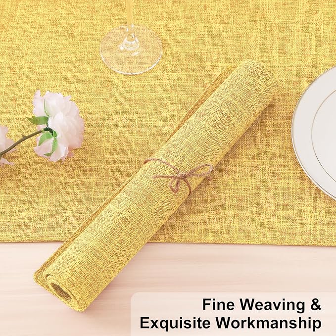 Homaxy Cloths Placemats for Dining Table Set of 6, 13" x 19",Mustard Yellow | Heat Resistant, Washable, Cotton Linen Blend Table Mats, Easy to Clean Place Mats, Indoor Outdoor