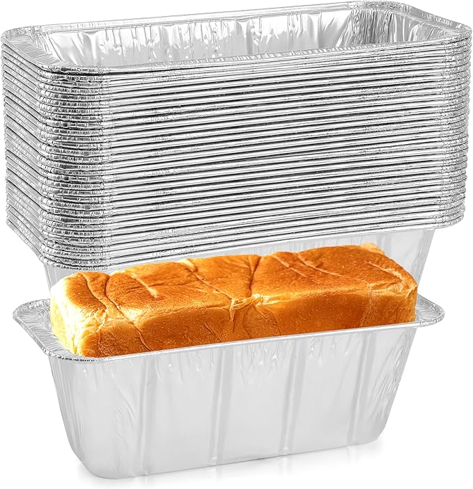 Mini Loaf Pans 1Lb 30-Pack,Aluminum Foil Heavy Duty Disposable Bread Baking Pan Bread Tins for Baking Cakes, Breads,Meatloafs Size-8"x 3.5" x 2.5" (30 Packs)