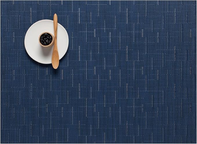 Chilewich Bamboo Placemats Set of 4, Woven Rectangle Placemats | Reusable, Stain-Resistant, Indoor/Outdoor Tabletop Protection, 19" x 14", Lapis