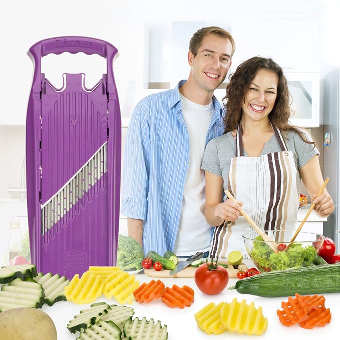 BORNER Wave waffle PowerLine | Vegetable Grater Börner - Quality Made in Germany, Color:Violett