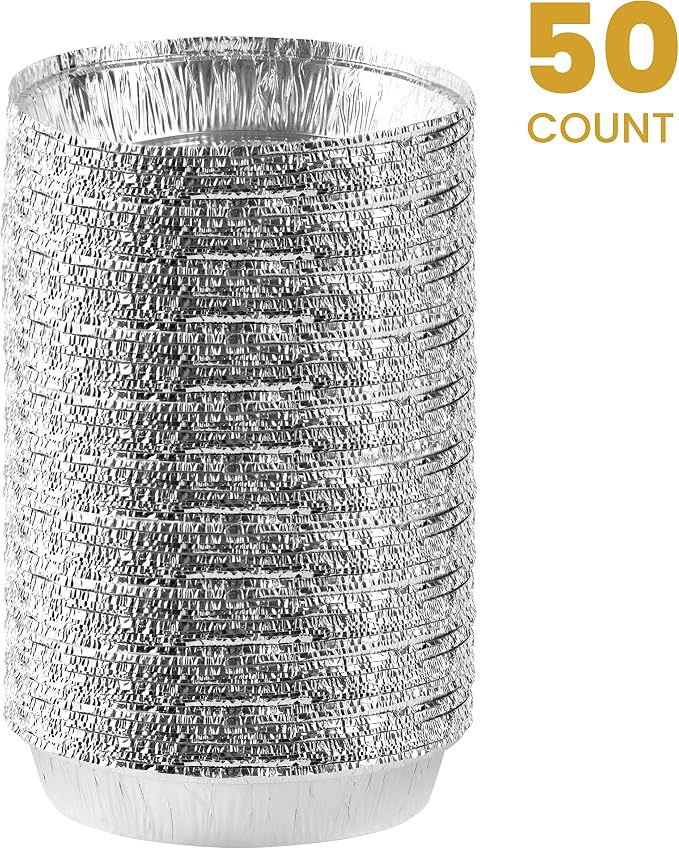 PLASTICPRO 9'' Inch Round Tin Foil Pans Disposable Aluminum Pack of 50