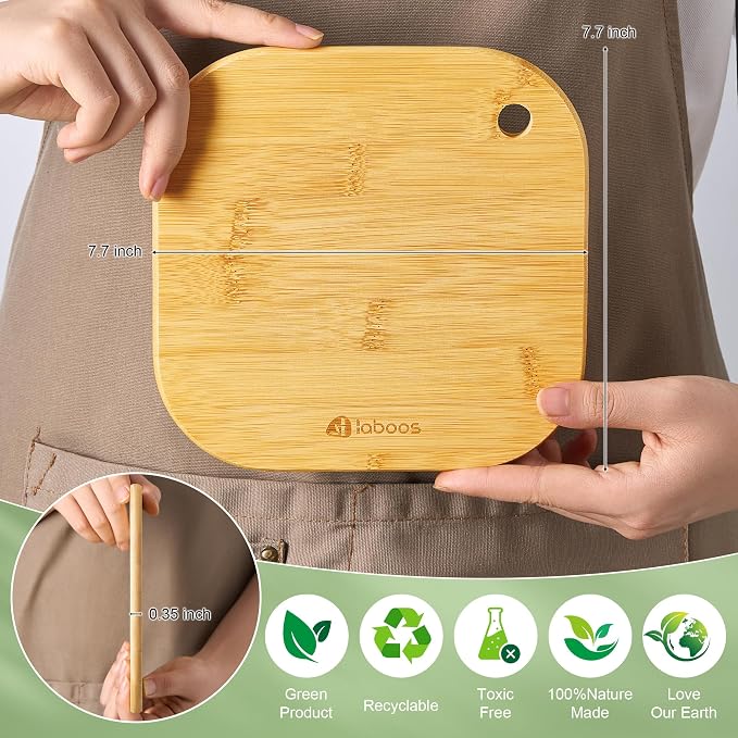 Home Mini Cutting Board Small Fruit Cutting Board Solid Bamboo Wood Board for Baby Infant dormitoryＩSet of 2