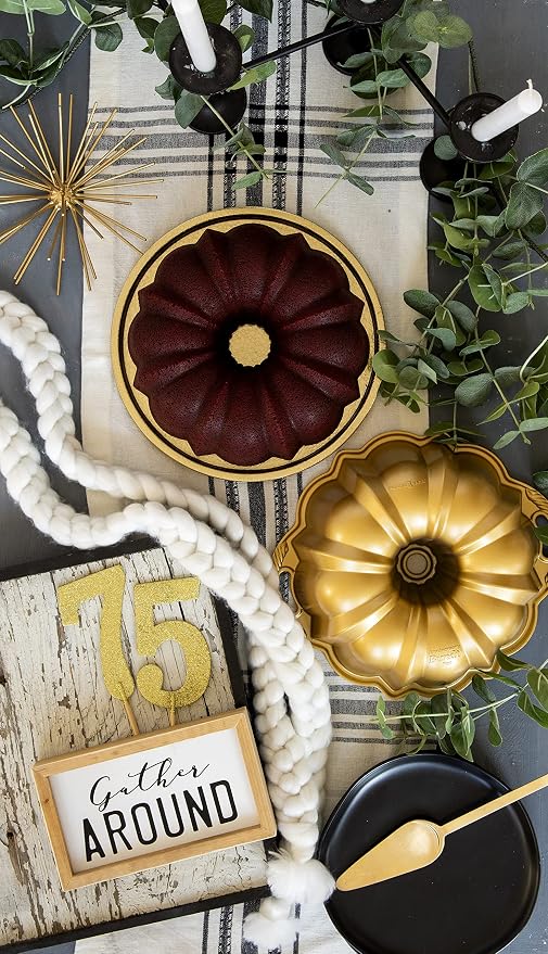 Nordic Ware Anniversary Bundt 12 Cup, Gold (Pack of 3)