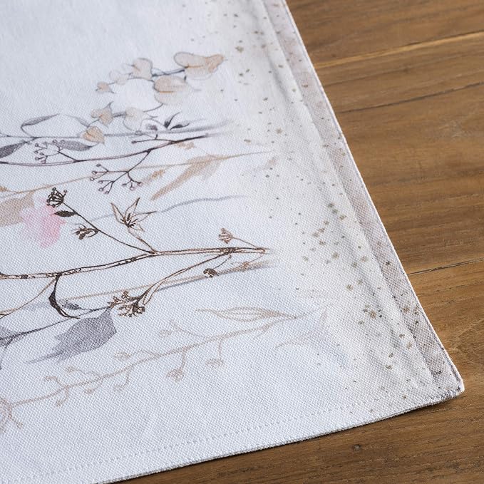 Maison d' Hermine Placemats Set of 4 Reusable 100% Cotton (13"x19") | Cloth Place Mats Washable Table Mats for Kitchen Dining Party Home Restaurant Spring Summer - Meadow Florals - Brown
