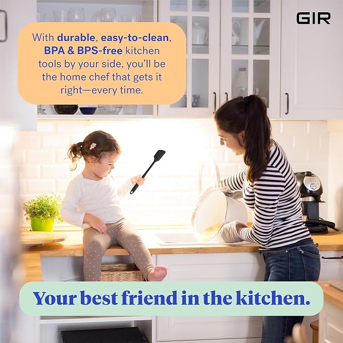 GIR: Get It Right Silicone Kitchen Spatula - Non-toxic Cooking Utensils for Nonstick Cookware, Cooking and Baking, Skinny - 11IN - Black
