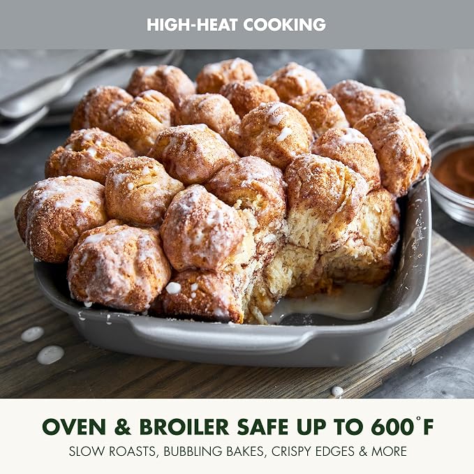 GreenPan Premiere Ovenware Healthy Ceramic Nonstick 8" Square Cake Baking Pan, Cast Aluminum Bakeware, Warp-Free, Oven and Broiler safe to 600F, Dishwasher Safe, PFAS-Free, Gray