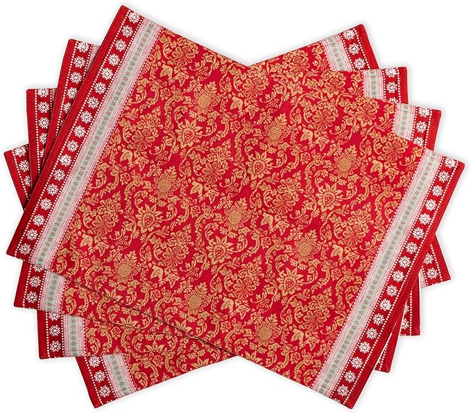 Maison d' Hermine Placemats Set of 4 Reusable 100% Cotton (13"x19") | Cloth Place Mats Washable Table Mats for Kitchen Dining Party Wedding Hotel Home Thanksgiving Christmas - Sofia