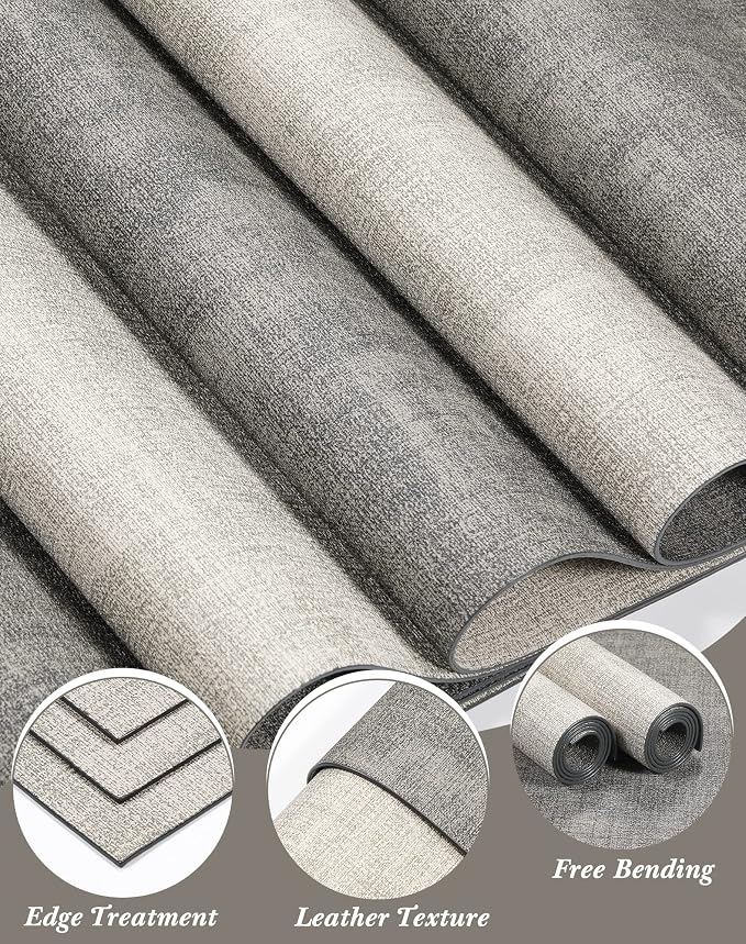 Leather Placemats Table Mats Set of 6, Light Grey & Smoky Grey | Reversible Non-Slip Table Placemats, Heat-Resistant and Waterproof for Dining Kitchen and Holiday Parties