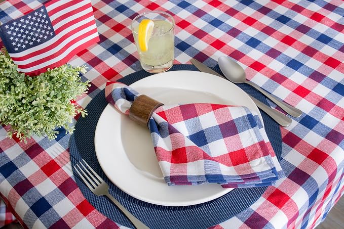 DII PVC Tabletop Collection Woven Indoor/Outdoor, Round Placemat Set, 13.75", Nautical Blue, 6 Piece