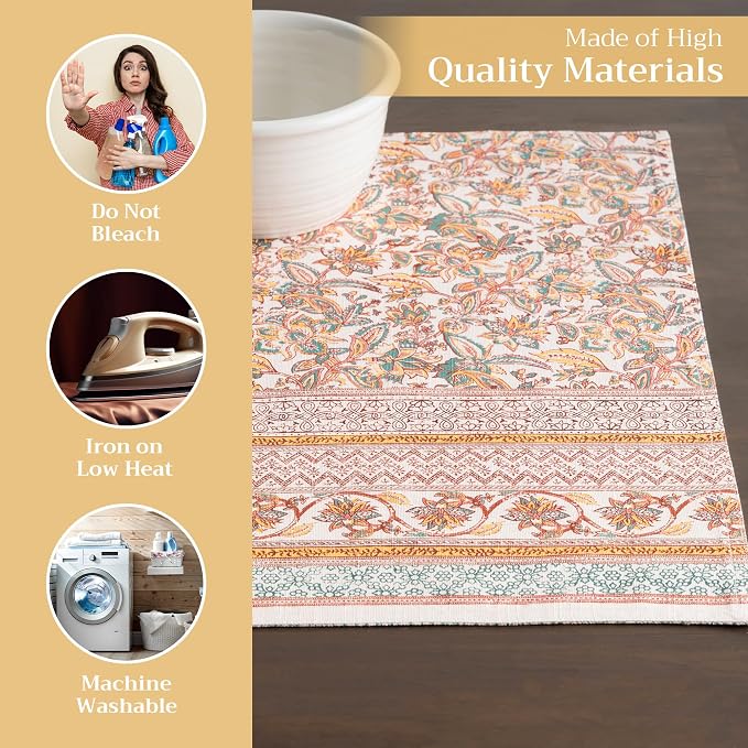 Maison d' Hermine Placemats Set of 4 Reusable 100% Cotton (13"x19") | Cloth Place Mats Washable Table Mats for Kitchen Dining Party Wedding Hotel Home Thanksgiving Christmas - Nila