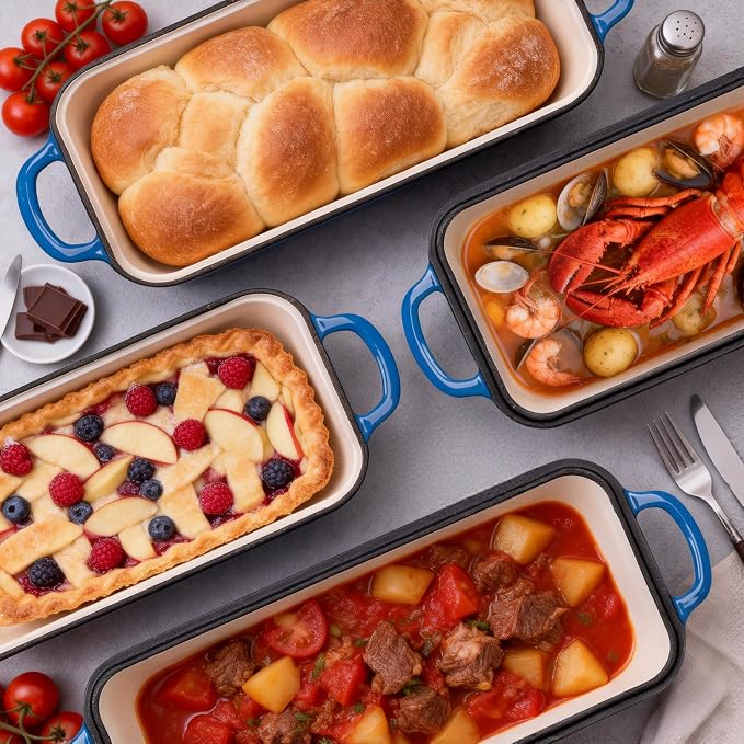 11x5 Inch Cast Iron Loaf Pan with Lid, Sourdough Bread Baking | Large Loaf Pans for Baking Bread, Even Heat Distribution Loaf Dutch Oven for Homemade Bread, Meatloaf (5.8Qt, Marseille)