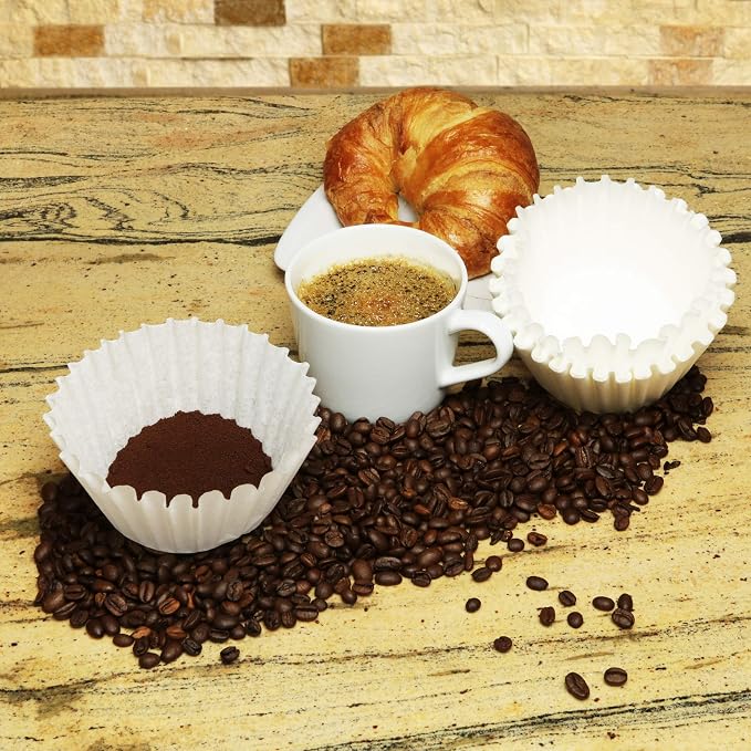 8-12 Cup Basket Coffee Filters (White, 500) | Made in USA basket coffee filters, 8-12 cup size, white paper, 500 count, for drip coffee makers