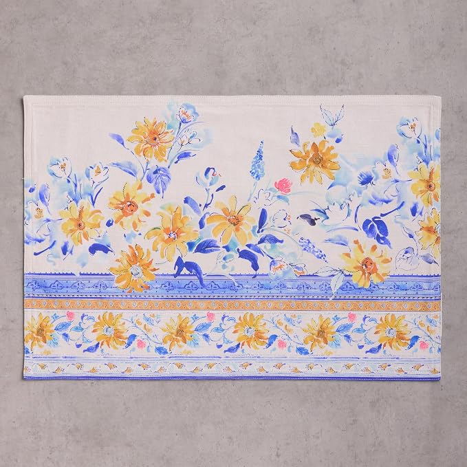 Maison d' Hermine Placemats Set of 4 Reusable 100% Cotton (13"x19") | Cloth Place Mats Washable Table Mats for Kitchen Dining Party Wedding Hotel Home Restaurant Spring Summer - Girassol