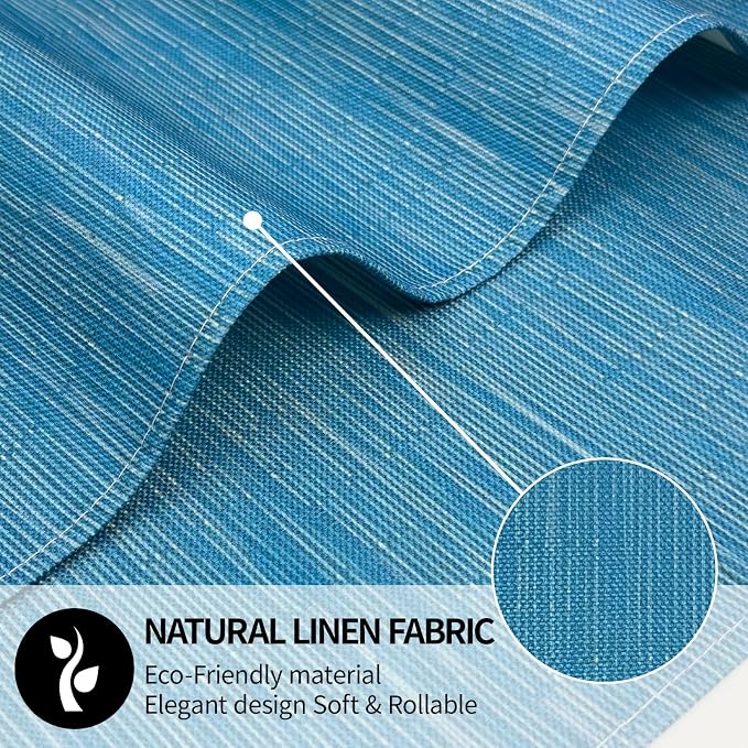 Blue Placemats Set of 4, 12x18 Inch Faux Linen Table Mats | Heat Resistant and Washable Design, Easy to Clean Surface for Dining Rooms, Kitchens, Outdoor Parties and Everyday Home Decor