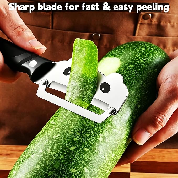 TEEVEA Vegetable Peeler, Stainless Steel Cat-Shaped Blade, PP Handle | Multifunctional Zero Snag: Smooth Peeling for Potatoes, Apples, Carrots, Rust Resistant, Lightweight Kitchen Prep Gadget