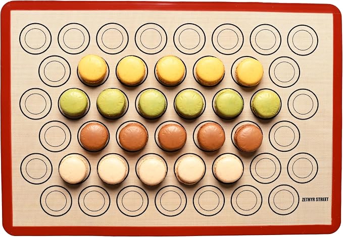 Macaron Baking Mat Silicone Non Stick, 3/4 Sheet Reusable Pack of 3 Red | Non-Stick Macaron Mat for Easy Baking, Heat Resistant & Dishwasher Safe, Reusable & Eco-Friendly, For Cookies & More, 13x19”