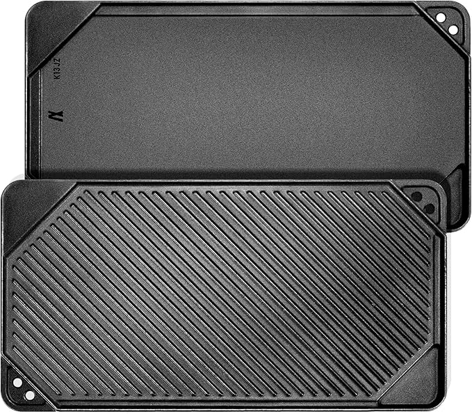 GGC Reversible Cast Iron Griddle, 20" x 10.5" Rectangular Griddle Pan | Double Sided Griddle Pan Perfect for Gas Grills, Stove Tops and Outdoor Cooking, Baking Flat and Ribbed Griddle Plate