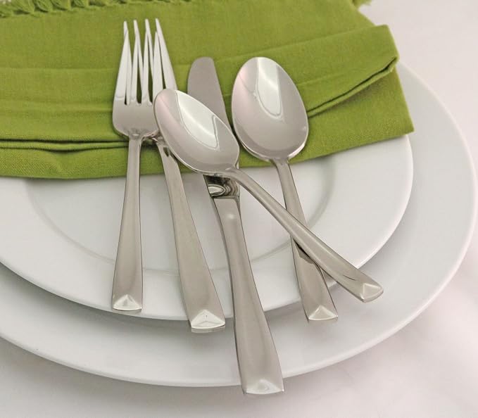 Oneida Lincoln 45-Piece 18/0 Silverware Set for 8, Flatware | mirror finish, dishwasher safe | includes serving spoons and utensil set | heavy duty, cutlery set for kitchen and dining