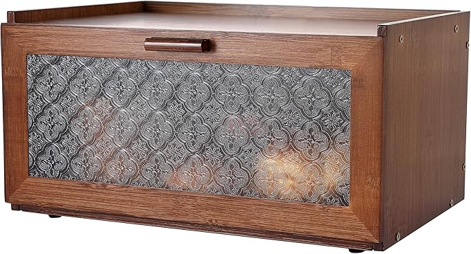 ETMI Vintage Bread Box for Kitchen Countertop - Retro Brown Bread Storage Box Breadbox