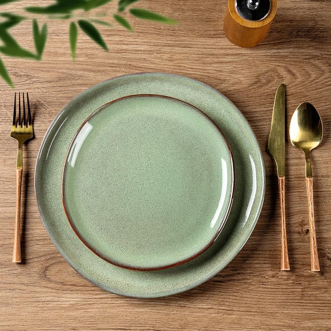 AmorArc Ceramic Dinnerware Sets for 4, 12Pcs Plates and Bowls Sets Dishes | Stoneware Handmade Reactive Glaze Dinner Set, Highly Scratch Resistant | Dishwasher & Microwave Safe Dishware