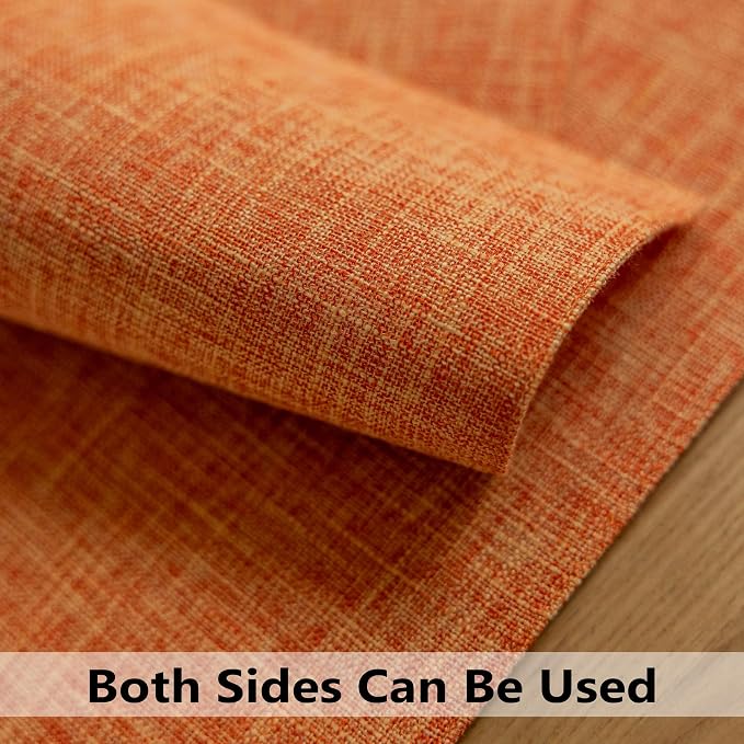 Demetex Fall Placemats Set of 4 Orange Linen Place Mats Decorative Heat Resistant Cloth Table Mats for Party Birthday Gathering Dinner, 13x19 inch, Orange