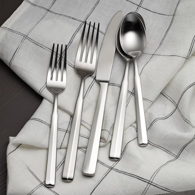 Oneida Ryder Satin 20-Piece 18/0 Silverware Set for 4, Flatware | satin finish, dishwasher safe | includes knives, forks, and spoons | heavy duty, cutlery set for kitchen and dining, utensils