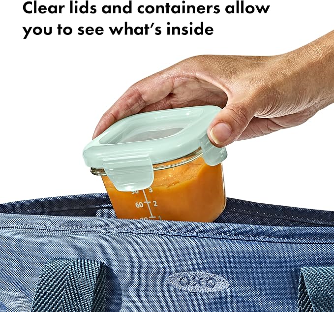 OXO Tot Glass Baby Blocks Food Storage Containers (4 oz) - Opal