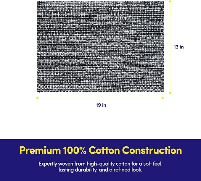 Sweet Home Collection 100% Cotton Placemats for Dining Room Rectangle Two Tone Woven Fabric 13" x 19" Soft Durable Table Mat Set, Set of 6, Black