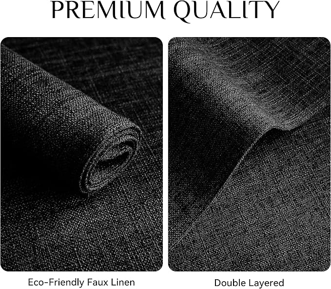 Softalker Faux Linen Placemats Set of 4-12 x 18 Inch, Heat Resistant Double Layered Durable Burlap Farmhouse Place Mats, Non-Slip Washable Rustic Table Mats for Dining, Kitchen, Party（Black
