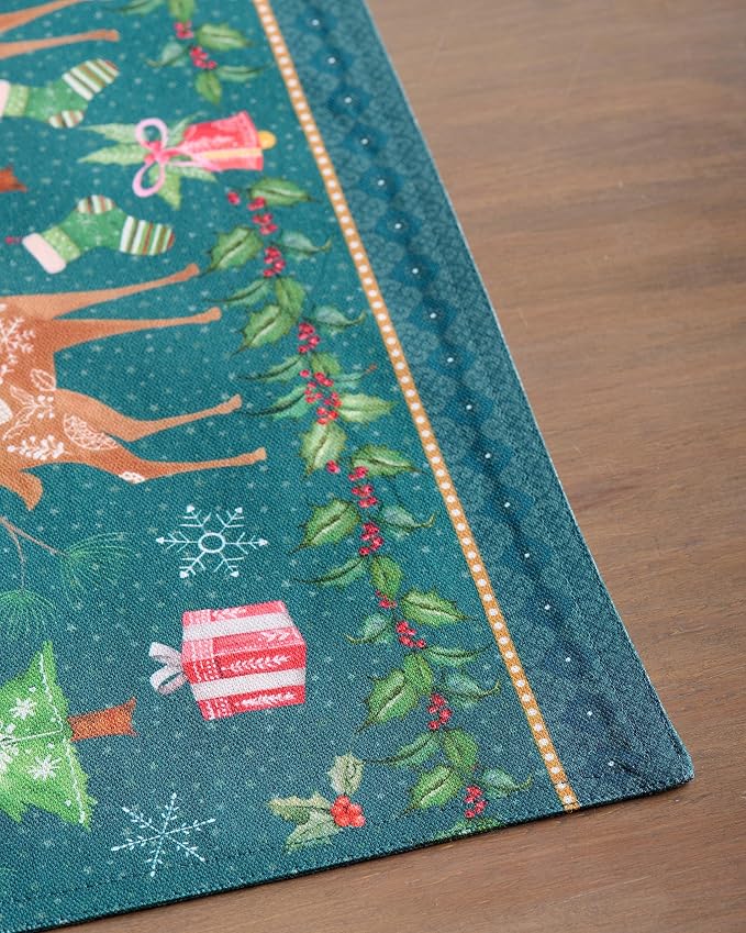 Maison d' Hermine Placemats Set of 4 Reusable 100% Cotton (13"x19") | Cloth Place Mats Washable Table Mats for Kitchen Dining Party Wedding Hotel Home Thanksgiving Christmas - Hygge Christmas