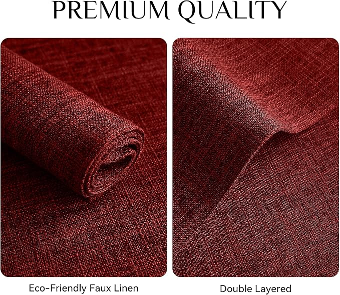 Softalker Faux Linen Placemats Set of 6-12 x 18 Inch, Heat Resistant Double Layered Durable Burlap Farmhouse Place Mats, Non-Slip Washable Rustic Table Mats for Dining, Kitchen, Party（Red