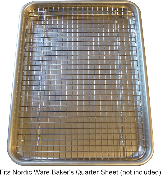 Stainless Steel Cooling Rack - Heavy Duty and Oven Safe, Good for Cooling, Baking and Roasting - Perfect for Cookies, Cakes & More - Fits Perfectly in Quarter Sheet Pan(8.5" x 12")
