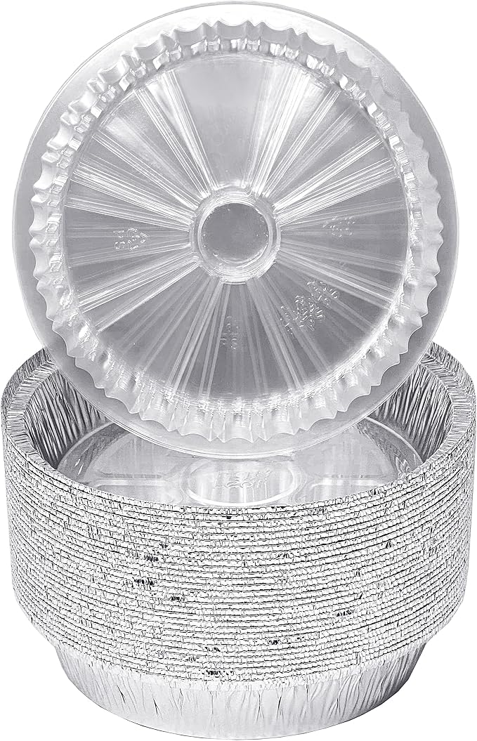 (360 Pack) Premium 6-Inch Round Foil Pans with Plastic Dome Lids l Heavy Duty l Disposable Aluminum Tin for Roasting, Baking, or Cooking