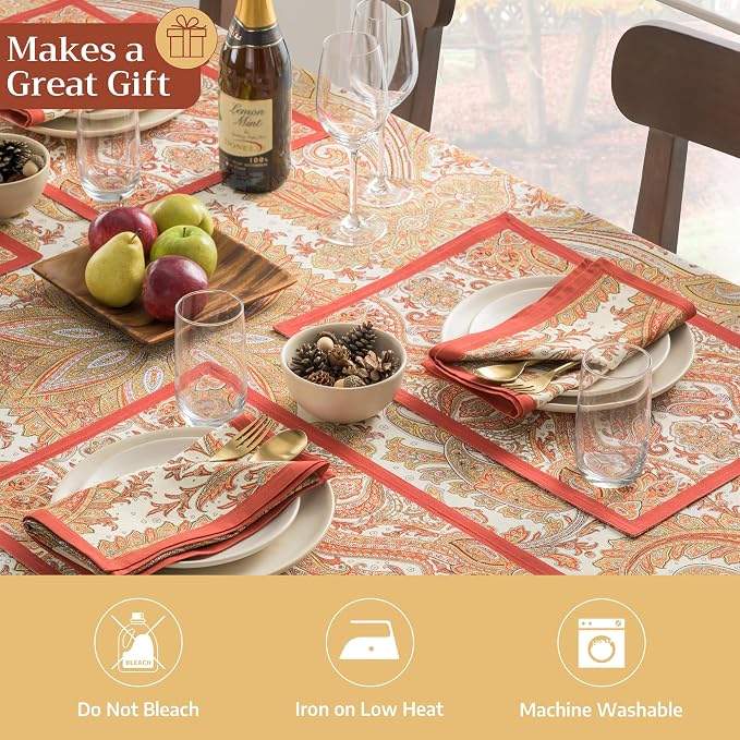 Maison d' Hermine Placemats Set of 4 Reusable 100% Cotton (13"x19") | Cloth Place Mats Washable Table Mats for Kitchen Dining Party Wedding Hotel Home Thanksgiving Christmas - Kashmir Paisley