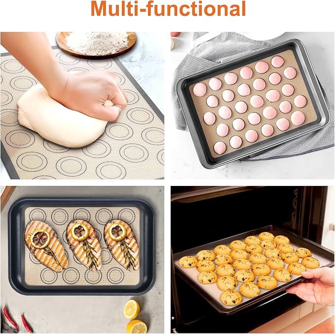 HOOMIL Macaron Silicone Baking Mats, 16.5 x 11.6 Inch, 2 Pack, Nonstick | Half Sheet, Food-Safe, BPA Free, Dishwasher Safe, Dual-Circle Guidelines Baking Sheets, Fits Standard Half Sheet Pan