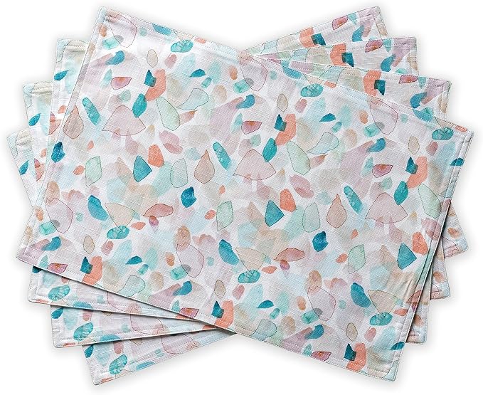 Maison d' Hermine Placemats Set of 4 Reusable 100% Cotton (13"x19") | Cloth Place Mats Washable Table Mats for Kitchen Dining Party Wedding Hotel Home Restaurant Spring Summer - Summer Picnic