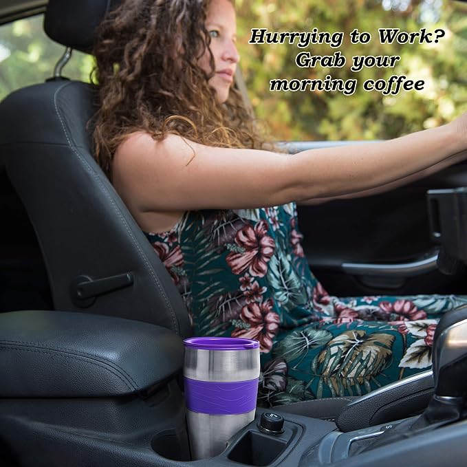 Mixpresso Single Serve & Single Cup Coffee Maker with 14oz Travel Mug | For ground coffee only, reusable filter, auto shut off. Compact personal drip coffee maker, not compatible with K-Cup pods.