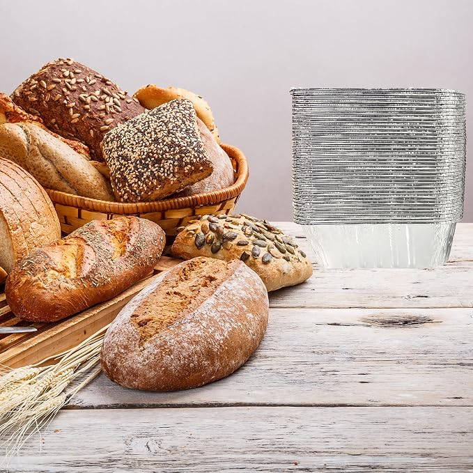Waytiffer 100 Pack 1Lb mini Loaf Pans Disposable Aluminum Foil Bread Tins | Heavy Duty Disposable Aluminum Foil Bread Tins Standard Size 6" X 3.5" X 2.5" Oven Safe Sturdy Small Bread Tin Pans Loaf Pans