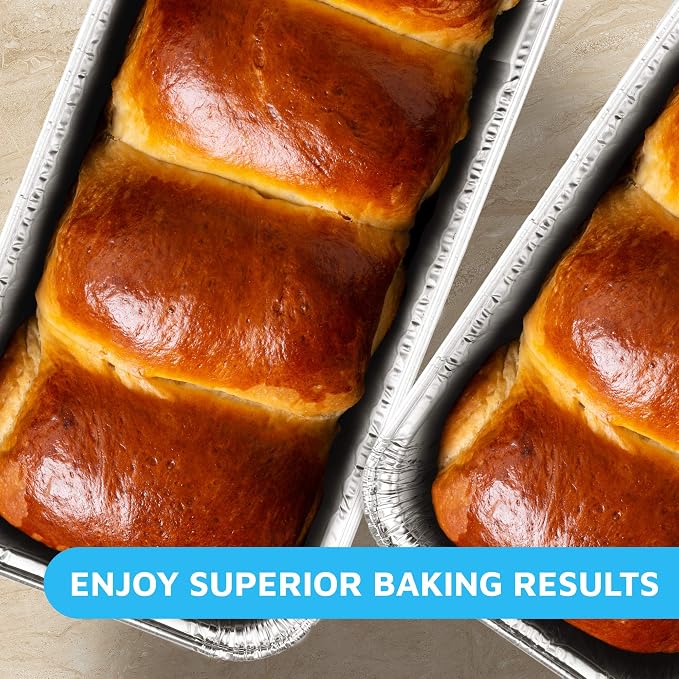 MontoPack Aluminum Disposable Loaf Pans | Deep Standard Size 8.5” x 4.5” Extra Thick Foil Bread Containers for Baking, Food Storage & Takeout | Eco-Friendly & Recyclable | Bulk 50-Pack 2 Pound Trays