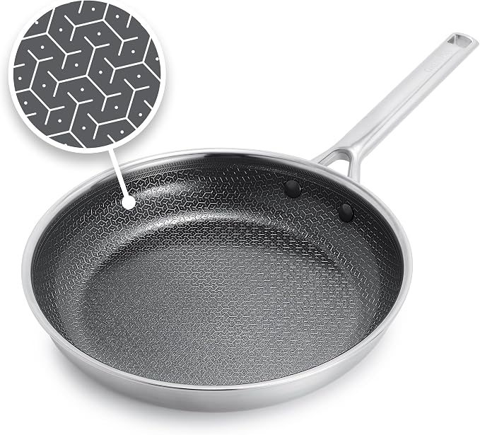 GreenPan Hybrid 10" Stainless Steel Frying Pan, Ceramic Nonstick Skillet | APEX Tri-Ply Pan, PFAS-Free Thermobond Nonstick, Induction & All Cooktop Compatible, Dishwasher & Oven Safe to 850F, Silver