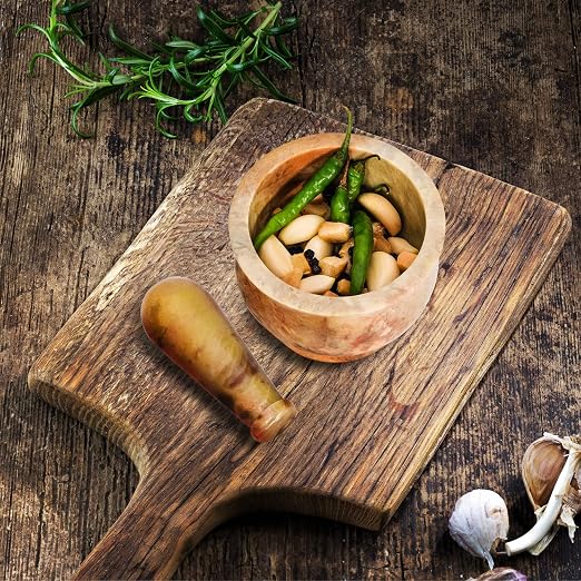 Mortar and Pestle, Made of Heavy Duty Polished Hard Stone, Natural Stone Grinder for Spices, Pastes, Herbs, Seasoning etc. (Haldi)