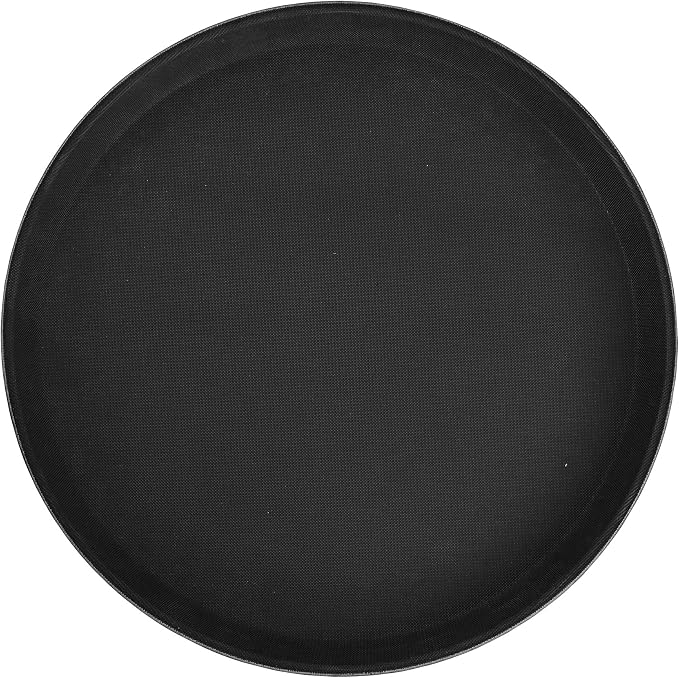 Winco 11" Black Premium Round Fiberglass Glass Tray | Restaurant service, Great for Appetizers, Desserts and Buffet Displays