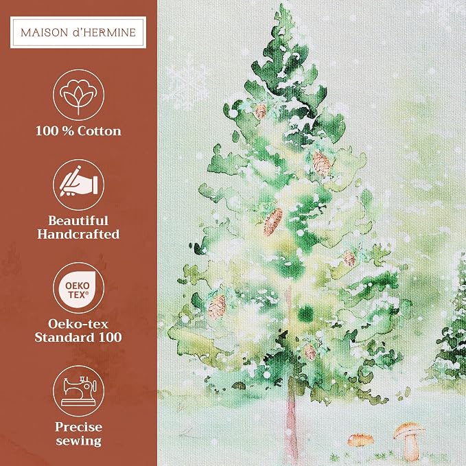 Maison d' Hermine Placemats Set of 4 Reusable 100% Cotton (13"x19") | Cloth Place Mats Washable Table Mats for Kitchen Dining Party Wedding Hotel Home Thanksgiving Christmas - Winter Mornings
