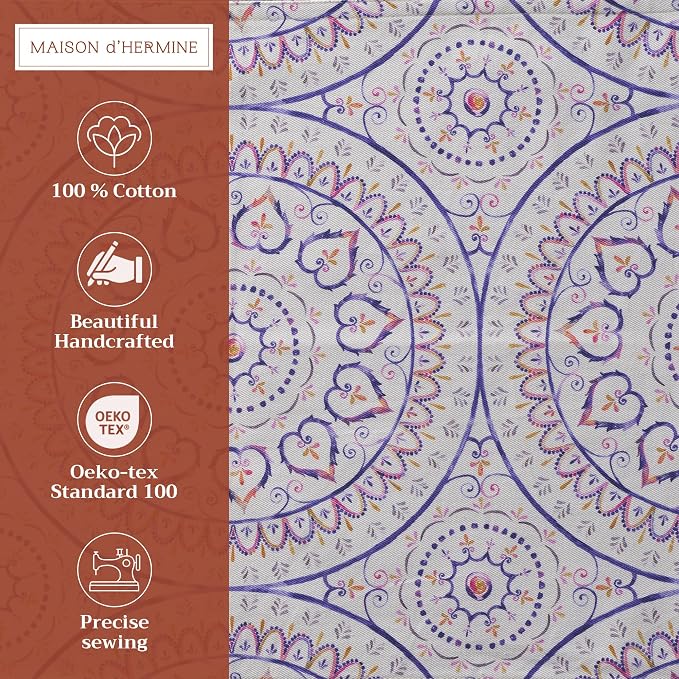Maison d' Hermine Placemats Set of 4 Reusable 100% Cotton (13"x19") | Cloth Place Mats Washable Table Mats for Kitchen Dining Party Wedding Hotel Home Restaurant Spring Summer - Mandala