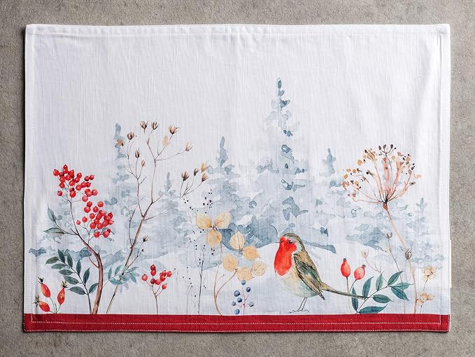 Maison d' Hermine Placemats Set of 4 Reusable 100% Cotton (13"x19") | Cloth Place Mats Washable Table Mats for Kitchen Dining Party Wedding Hotel Home Thanksgiving Christmas - Morzine